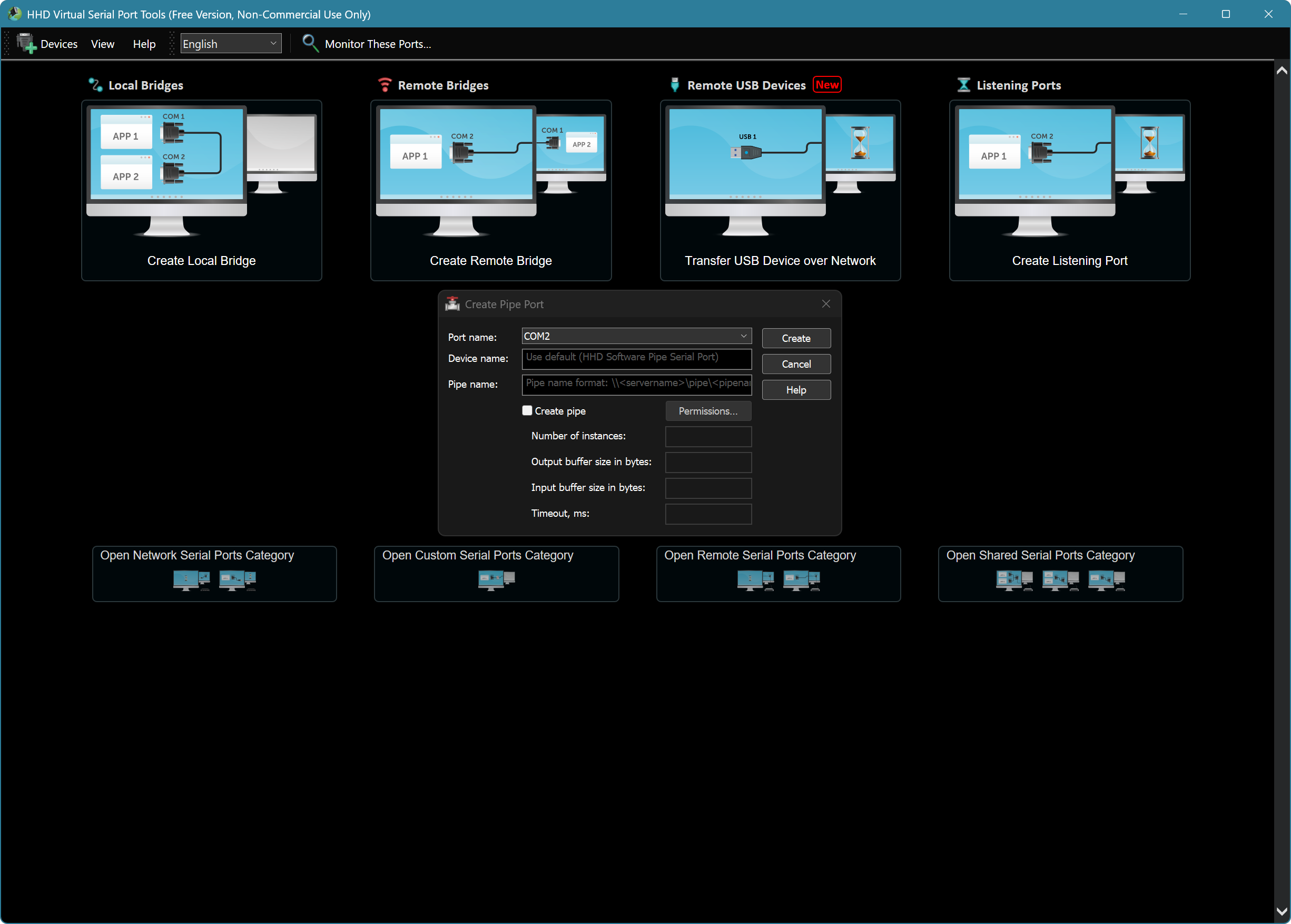 Create Different Types of Virtual Serial Ports and Bridges